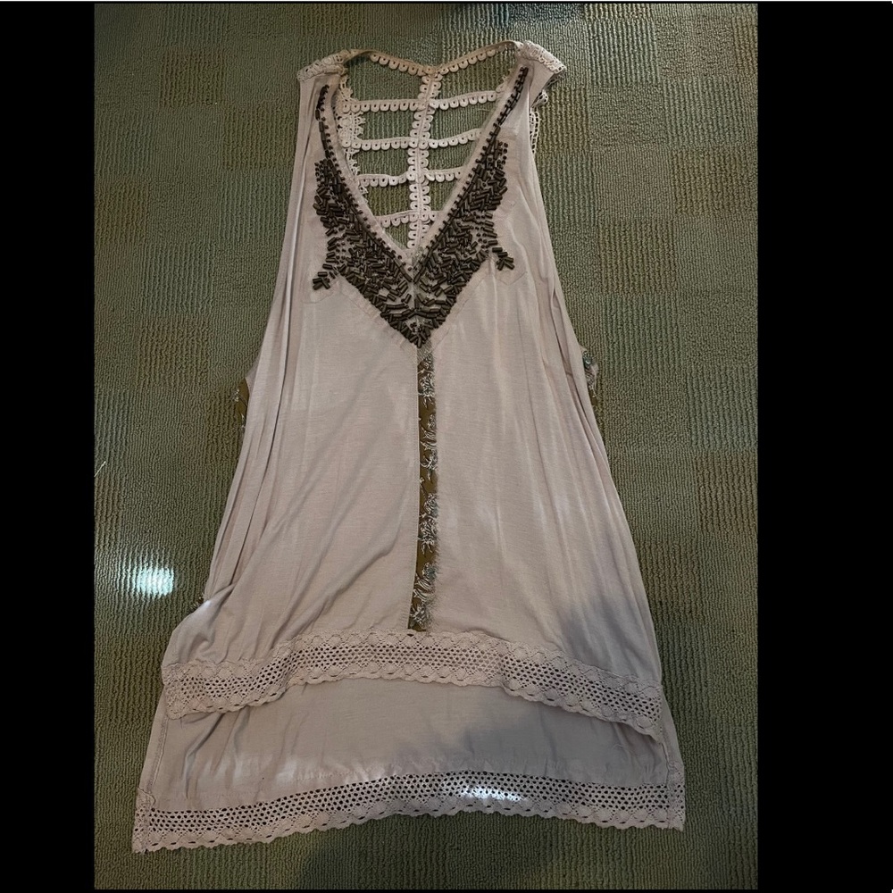 Gimmicks BKE Light Pink Beaded Summer Tank